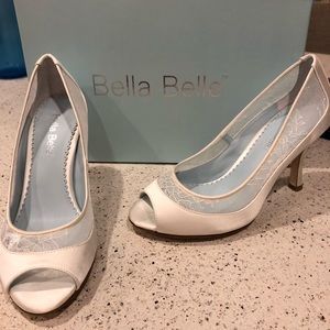 The “Miranda” Peep Toe Lace and Satin Heel NWT